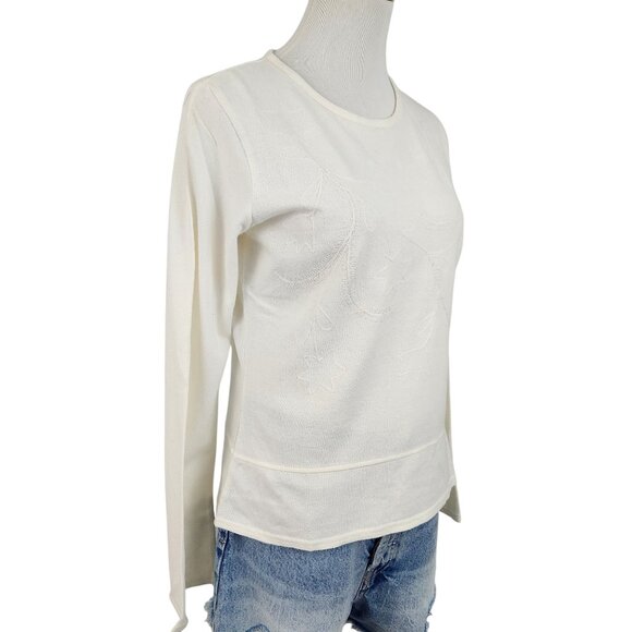 Woolrich Top Women's Small Round Neck Long Sleeve Floral Embroidered Vintage - Picture 2 of 12